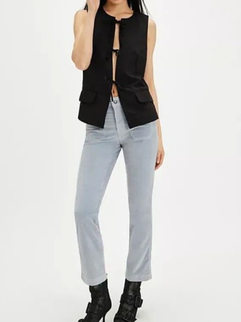 Free People High Time Velvet Kick Flare Pants - PEARL BLUE